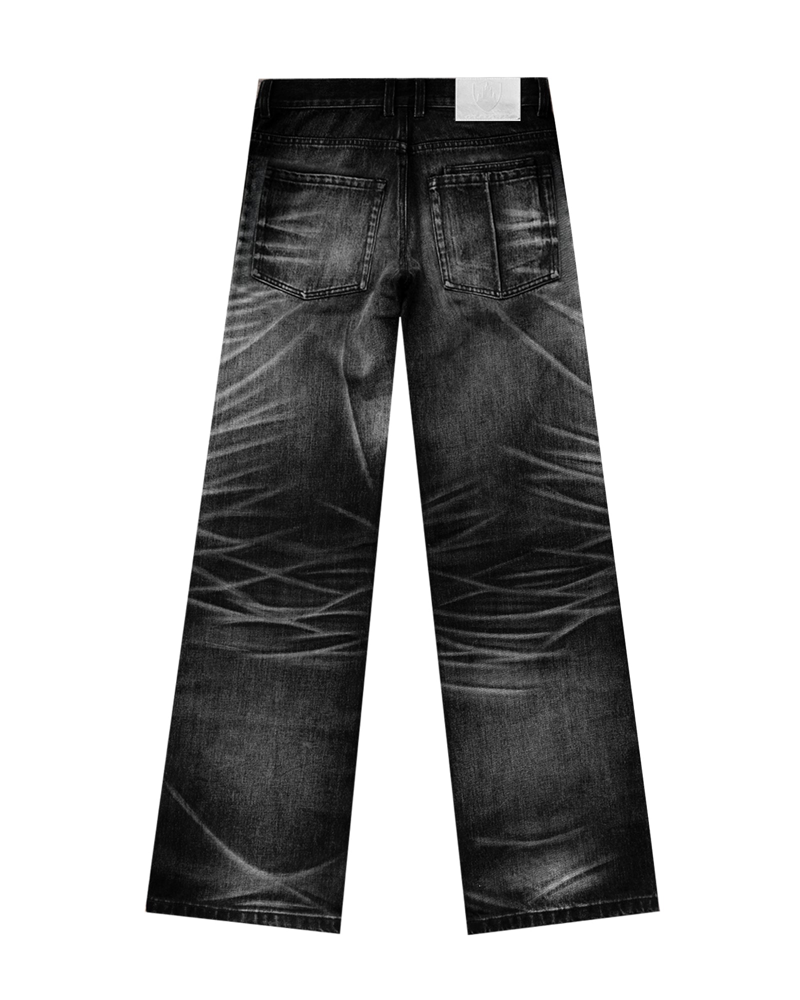 LACERATED OVER LOW RISE JEANS (WASHED)