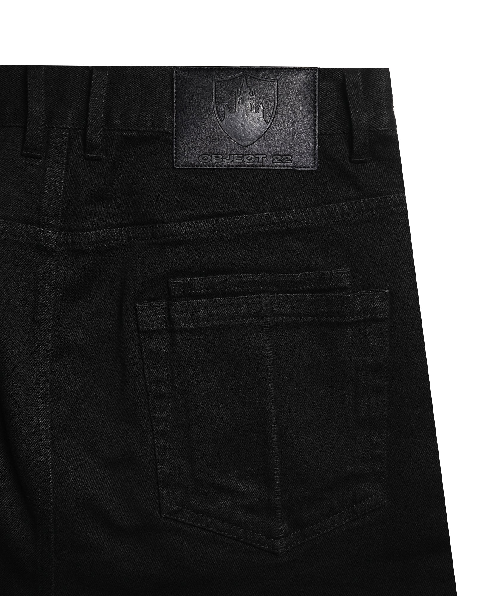 LACERATED LOW RISE JEANS (BLACK)